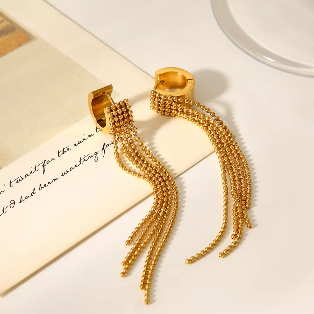 18K Gold - Plated Tassel Chain Earrings - MAD RUFFI