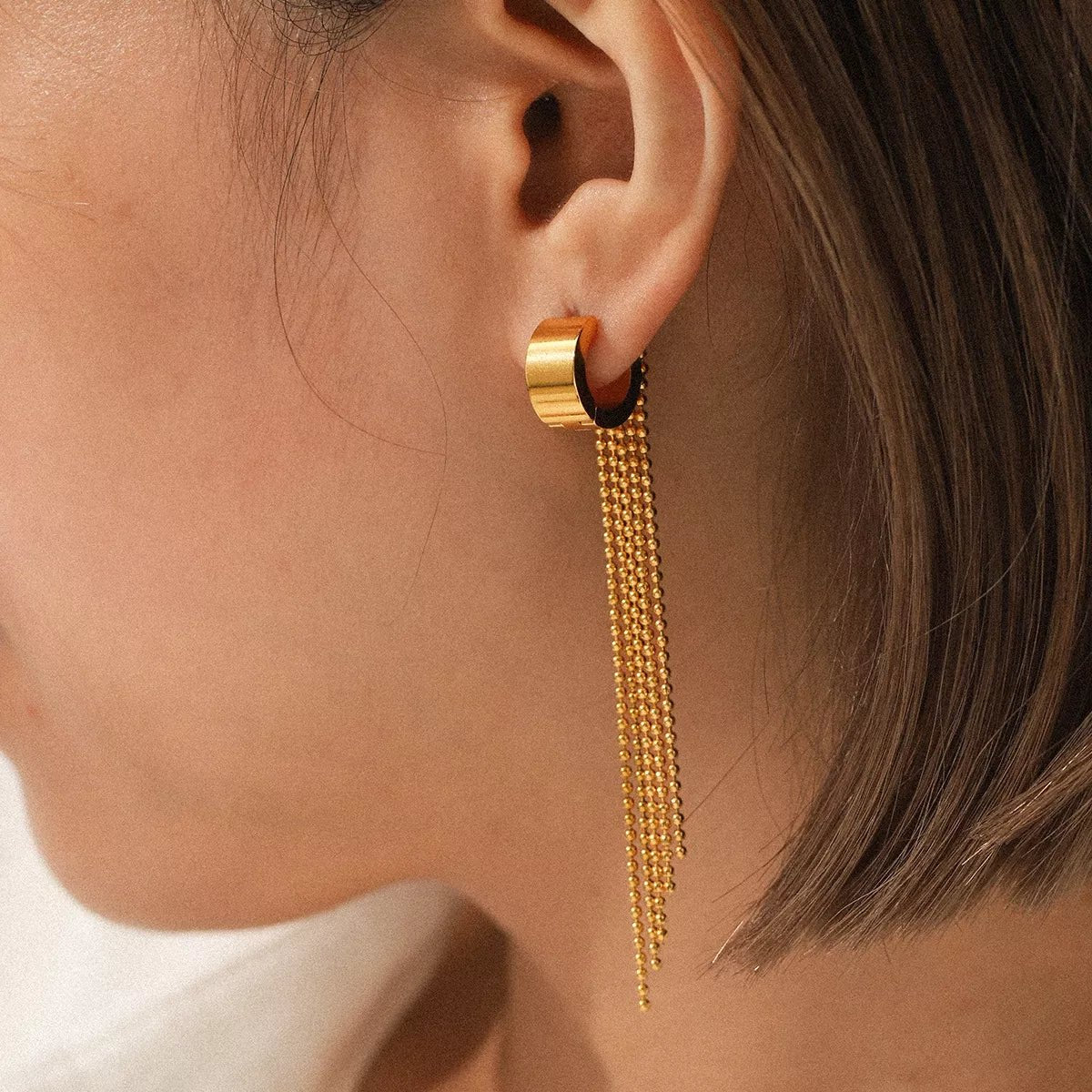 18K Gold - Plated Tassel Chain Earrings - MAD RUFFI