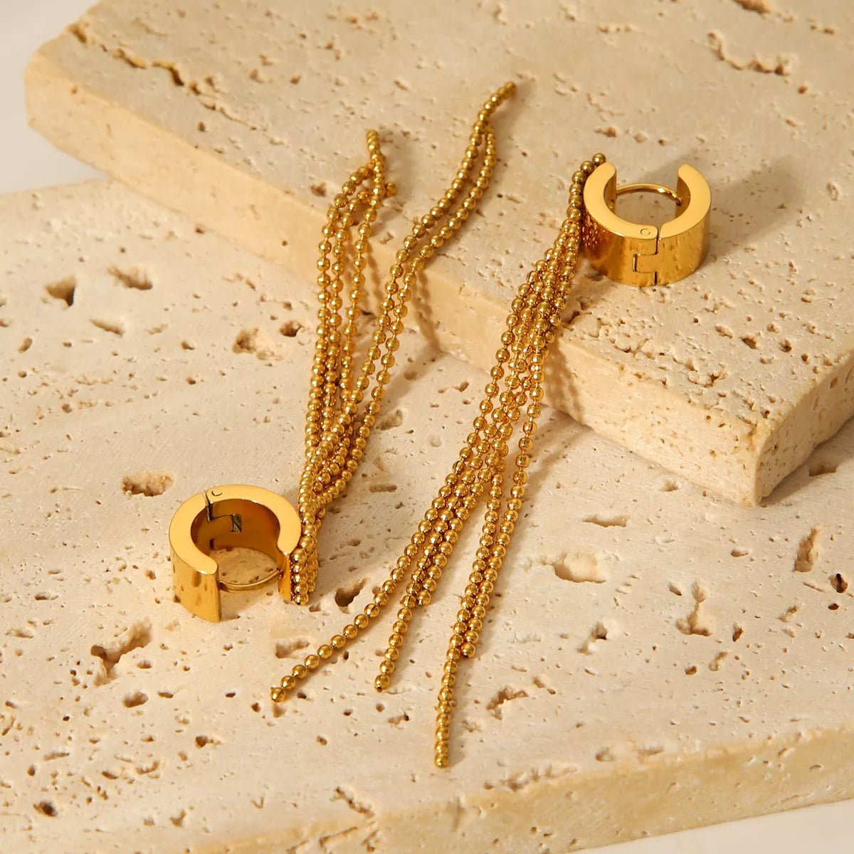 18K Gold - Plated Tassel Chain Earrings - MAD RUFFI