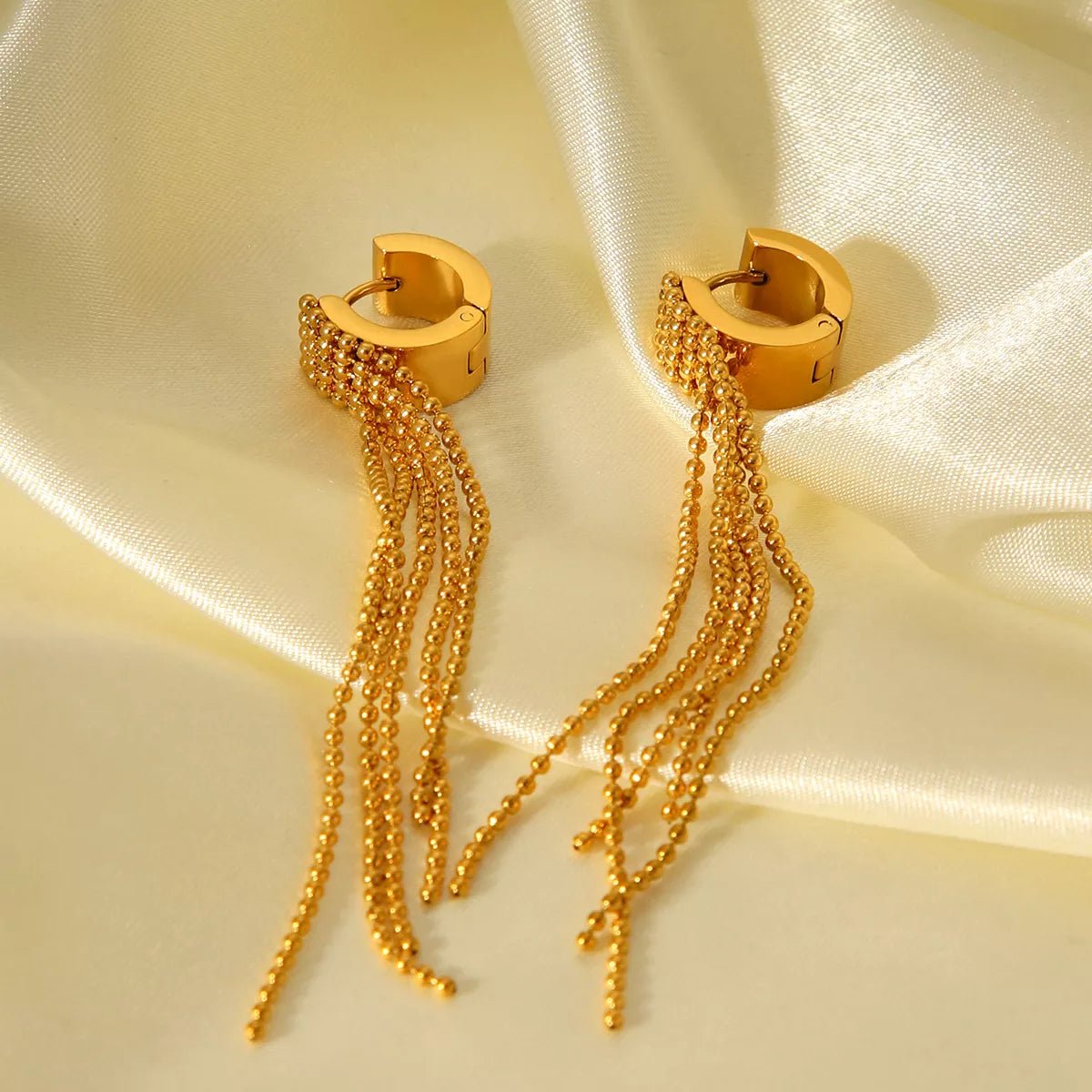 18K Gold - Plated Tassel Chain Earrings - MAD RUFFI