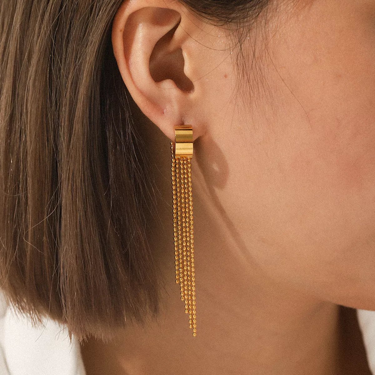 18K Gold - Plated Tassel Chain Earrings - MAD RUFFI
