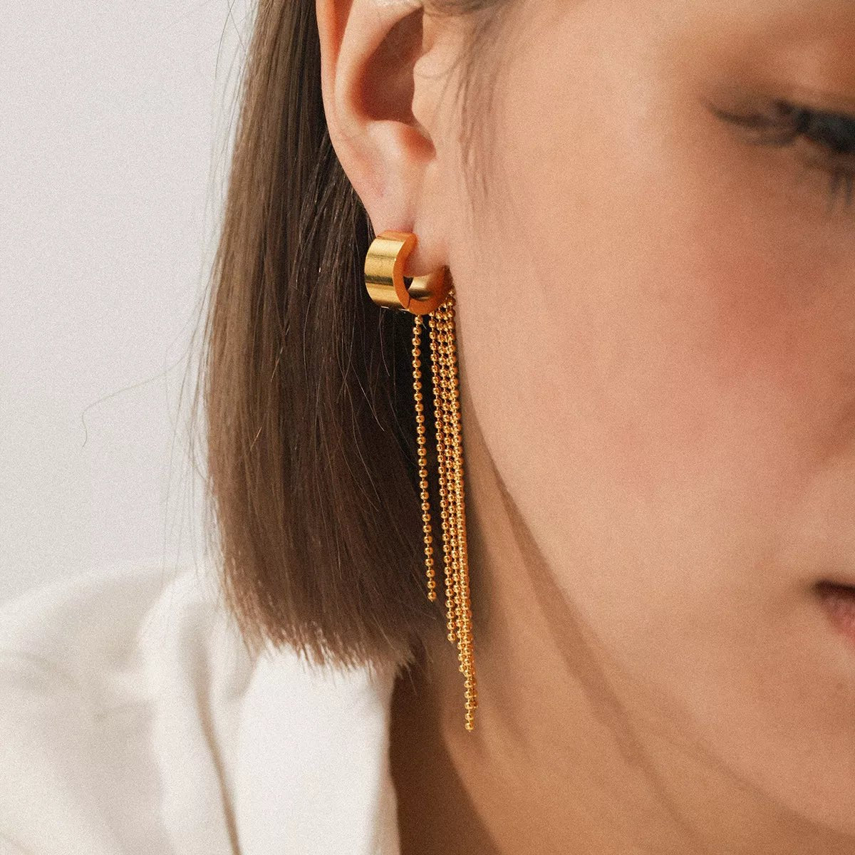 18K Gold - Plated Tassel Chain Earrings - MAD RUFFI