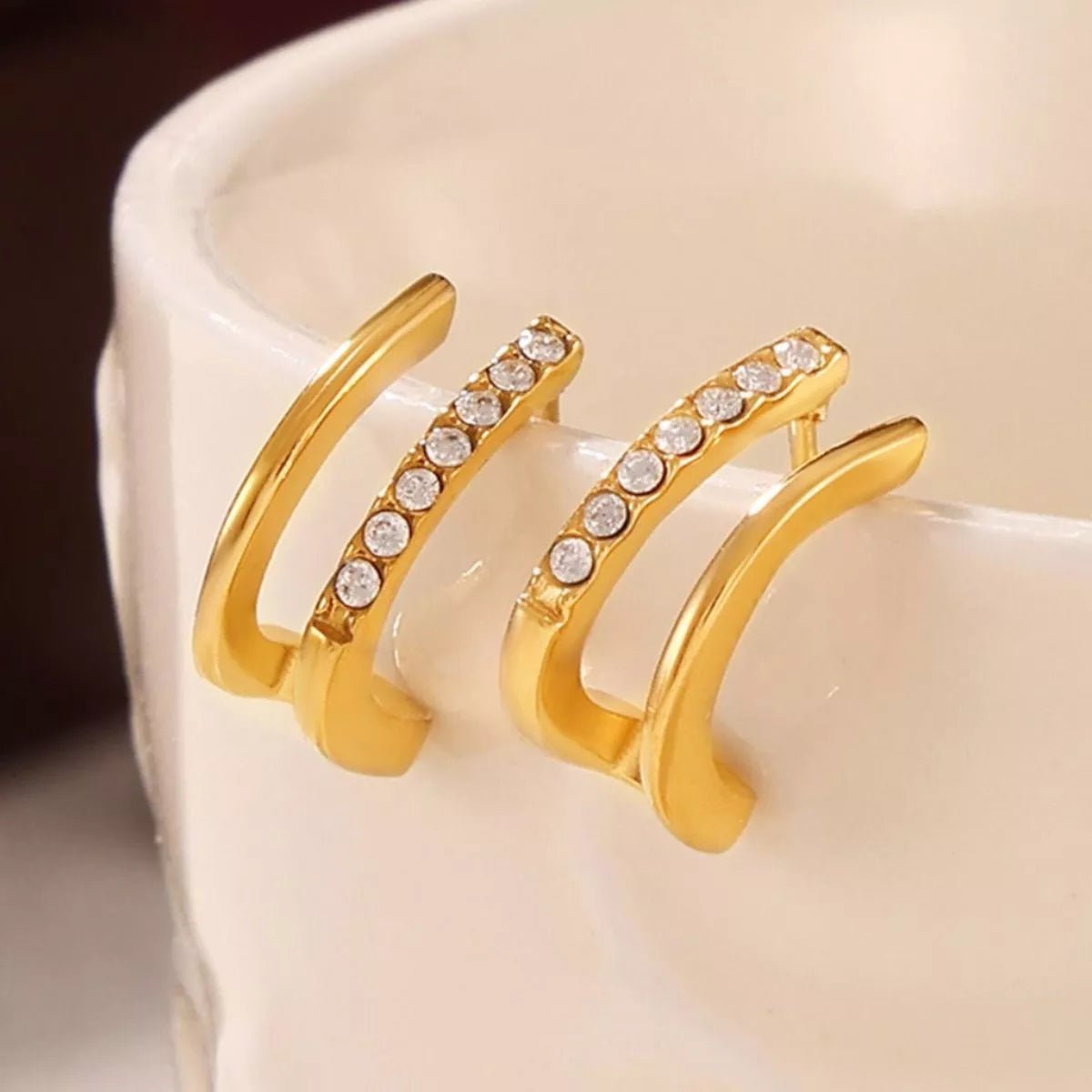 18K Gold - Plated Titanium Steel Rhinestone Earrings - MAD RUFFI