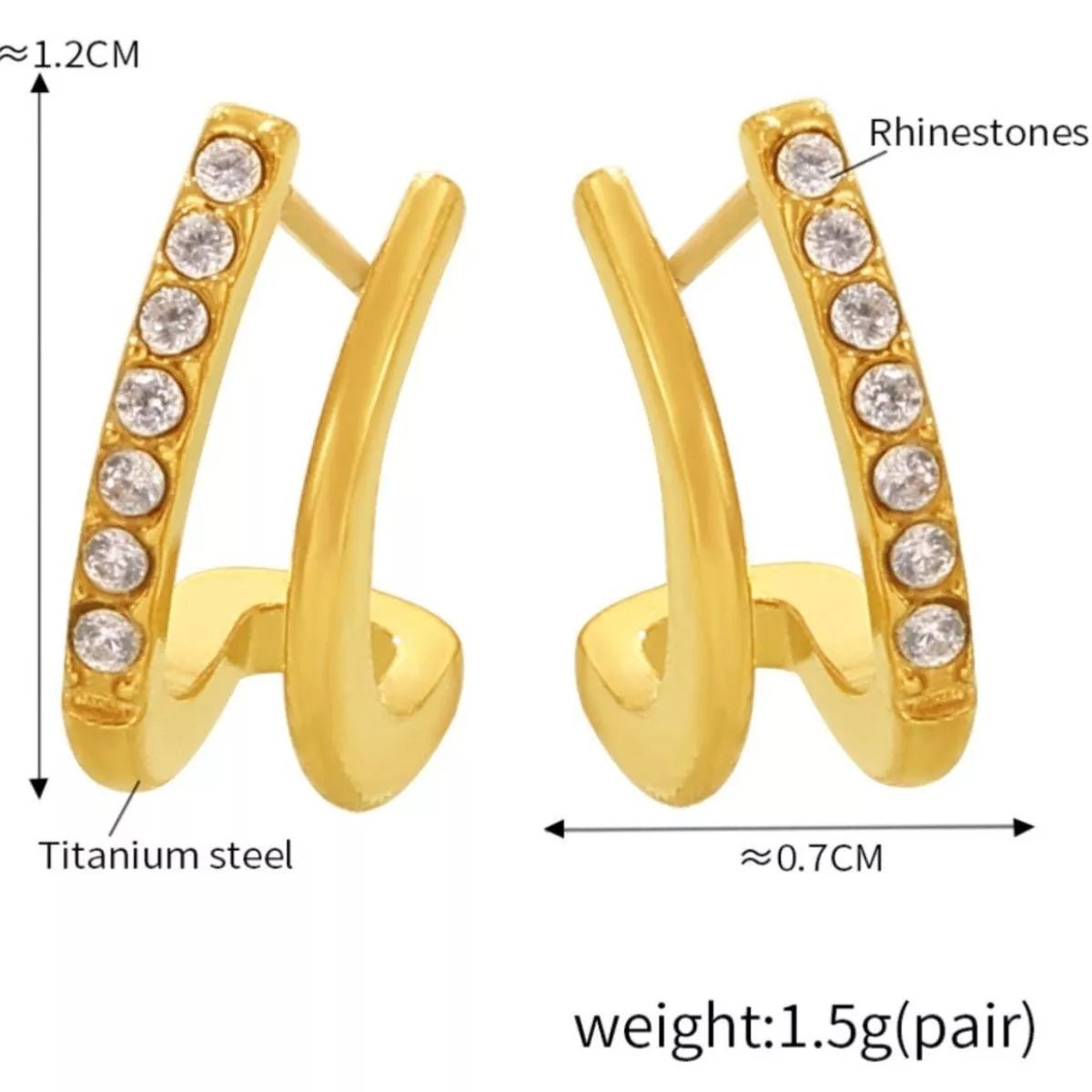 18K Gold - Plated Titanium Steel Rhinestone Earrings - MAD RUFFI