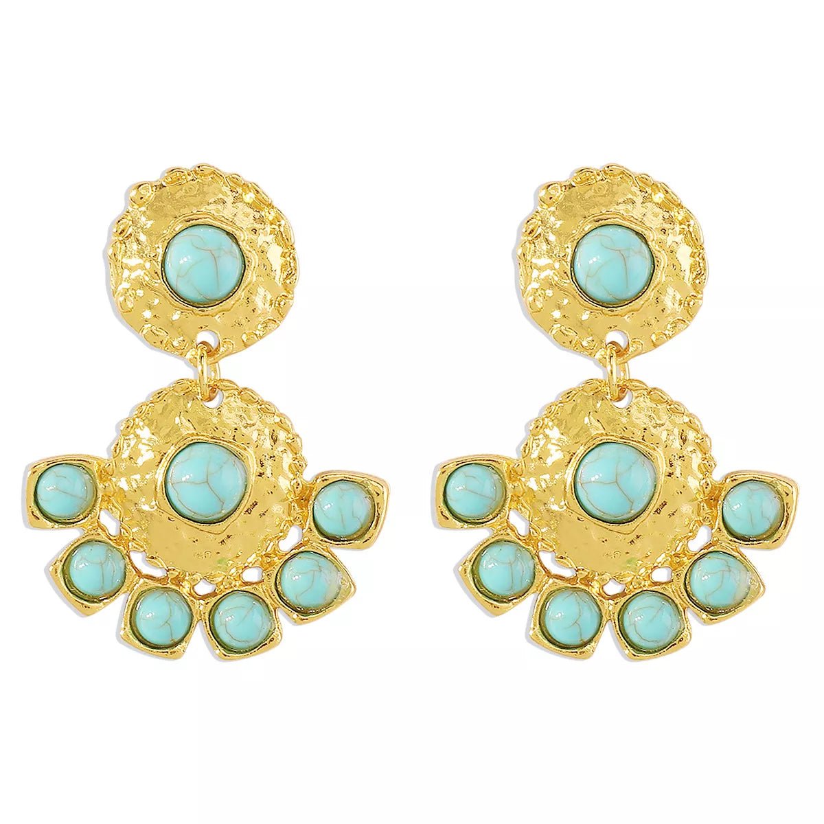 18K Gold - Plated Turquoise Dangle Earrings - MAD RUFFI