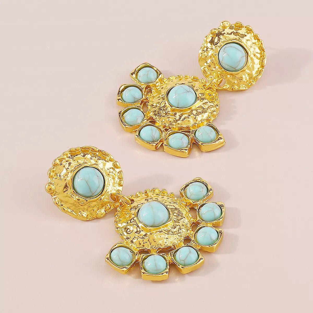 18K Gold - Plated Turquoise Dangle Earrings - MAD RUFFI