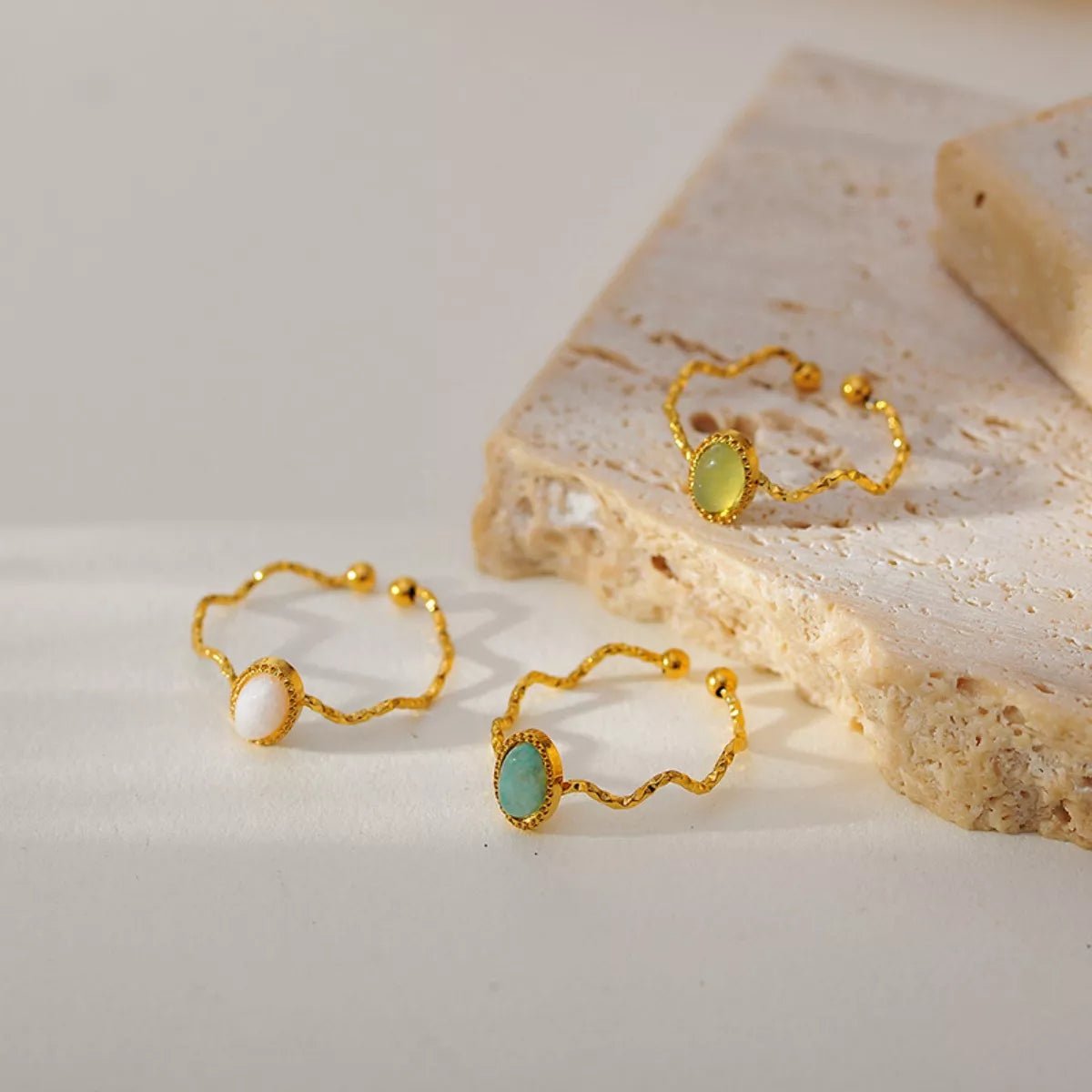 18K Gold - Plated Wave Open Ring - MAD RUFFI