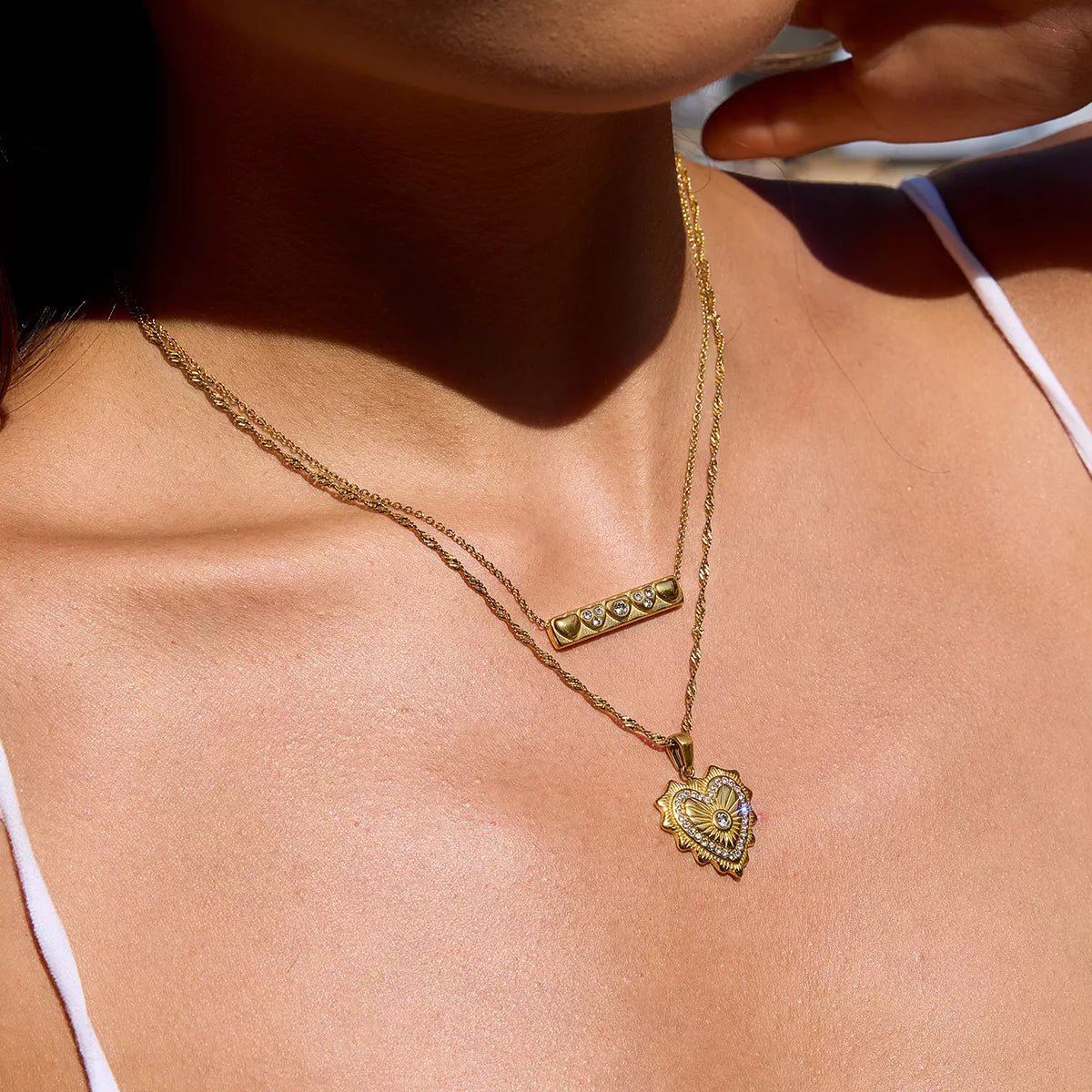 18K Gold - Plated Zircon Pendant Necklace - MAD RUFFI