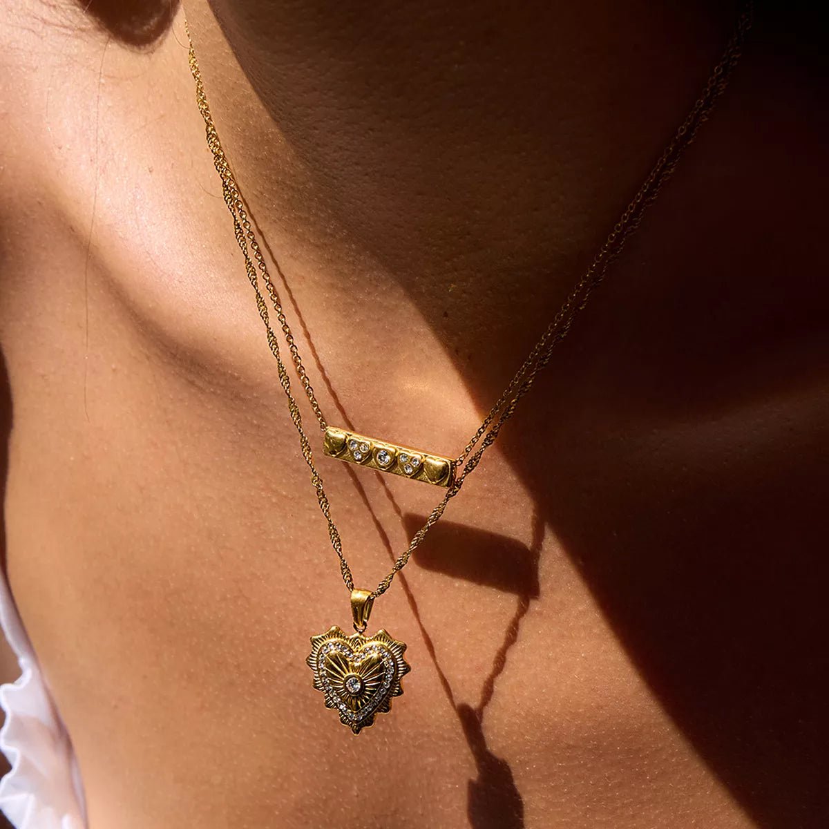 18K Gold - Plated Zircon Pendant Necklace - MAD RUFFI