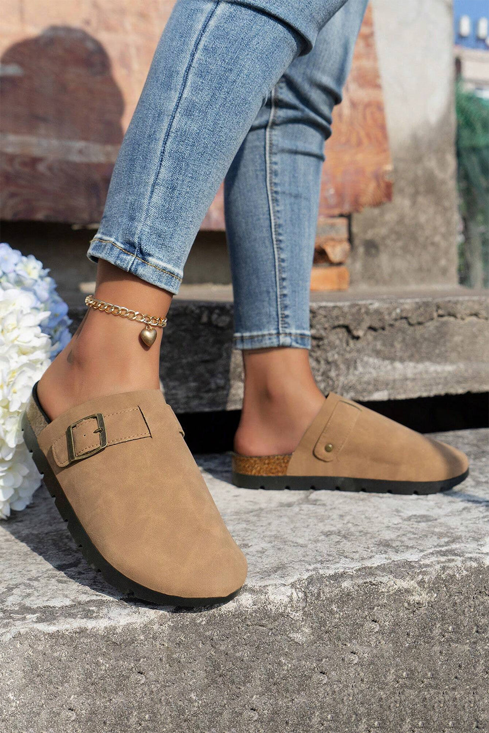 Light French Beige Slip on Corky Platform Chaussures