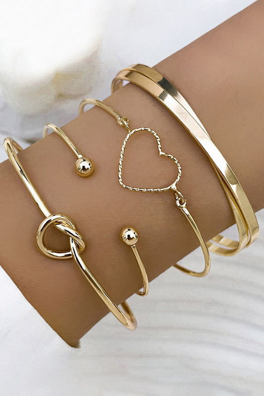 Gold Heart Geometric Knot Bracelet Bracelet 4 pièces