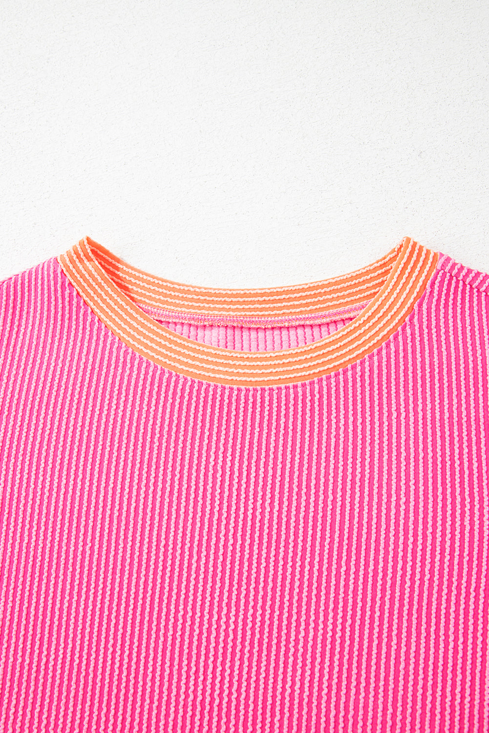 Colorful Corded Crewneck Colorblock T-Shirt