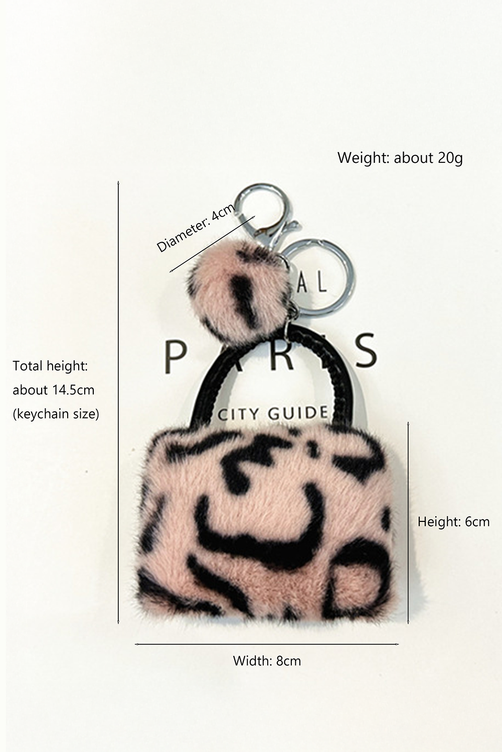 Pink Plush Animal Print Mini Bag Keychain