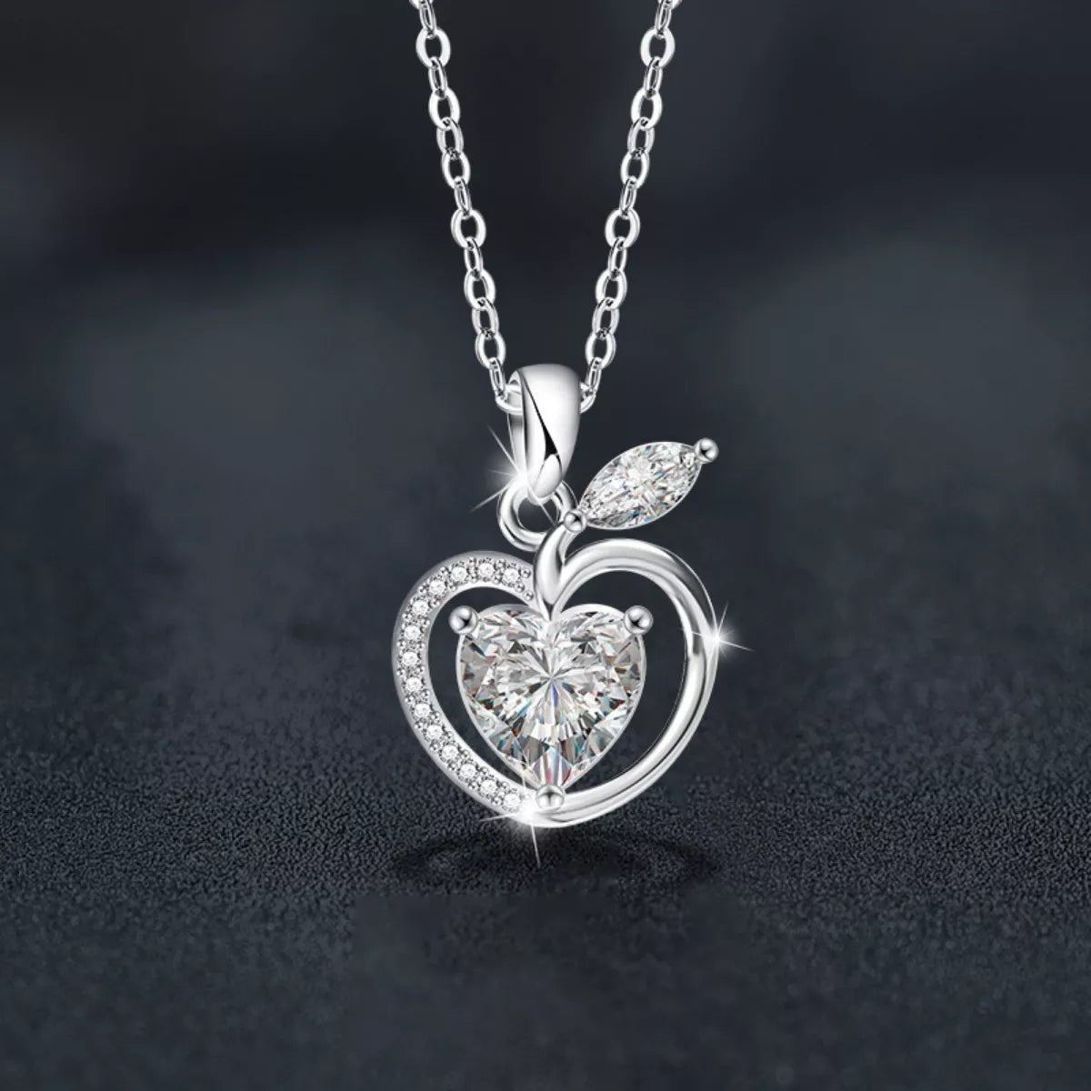 2 Carat Moissanite 925 Sterling Silver Apple Pendant Necklace - MAD RUFFI