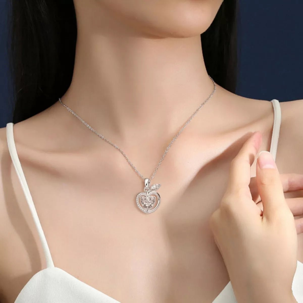 2 Carat Moissanite 925 Sterling Silver Apple Pendant Necklace - MAD RUFFI