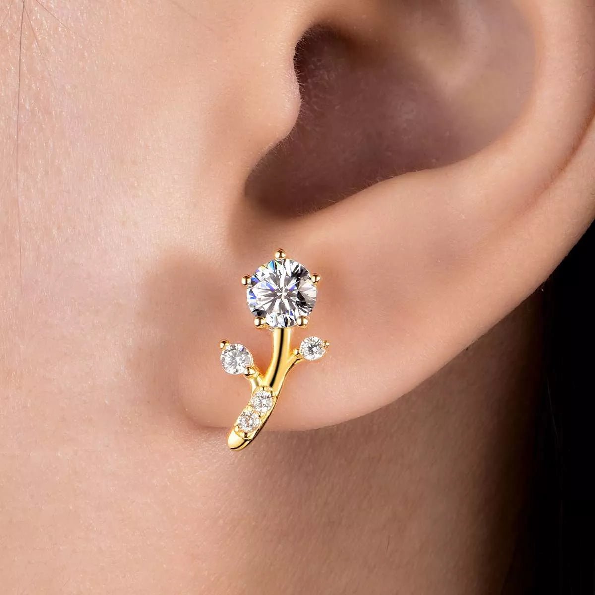 2 Carat Moissanite 925 Sterling Silver Floral Stud Earrings - MAD RUFFI