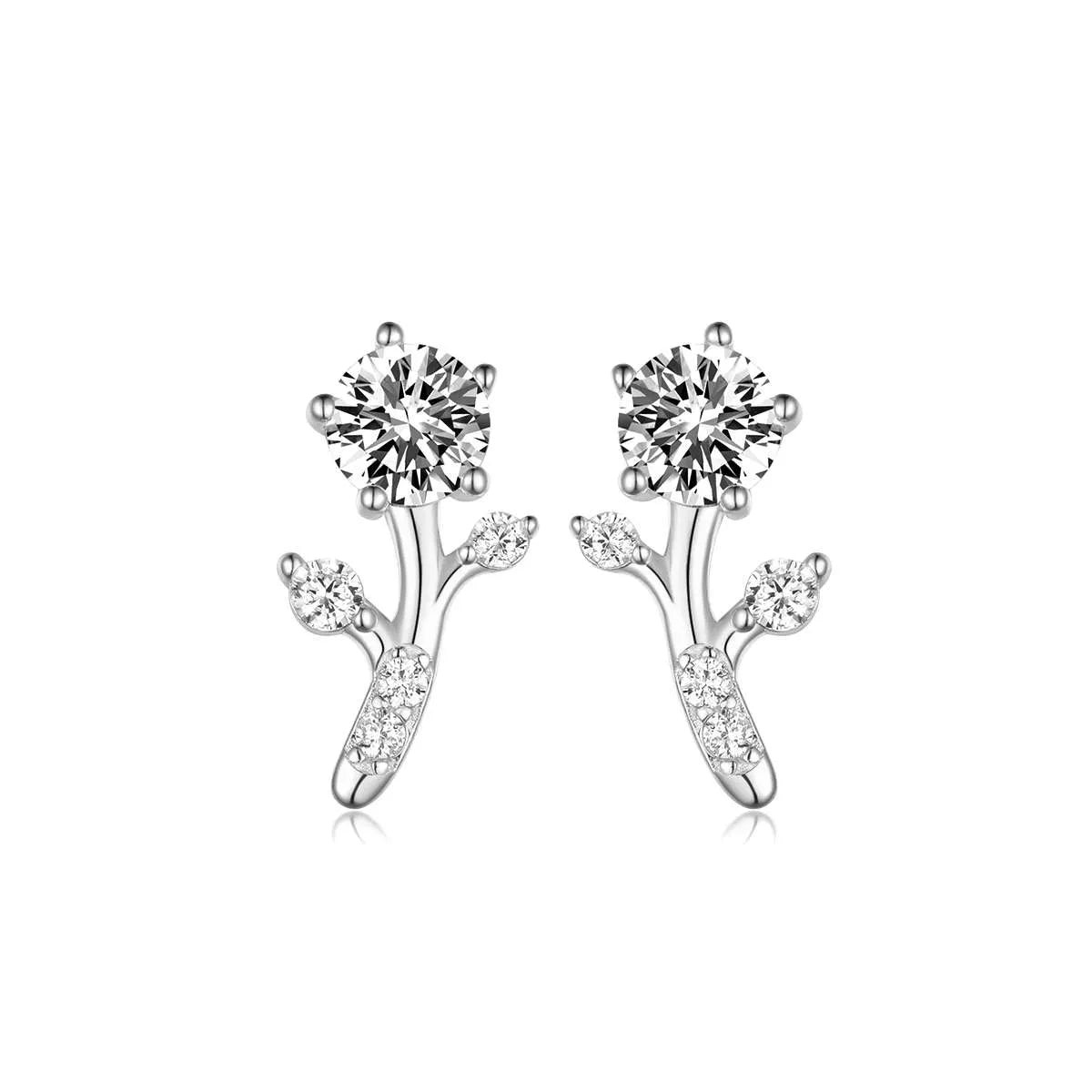 2 Carat Moissanite 925 Sterling Silver Floral Stud Earrings - MAD RUFFI