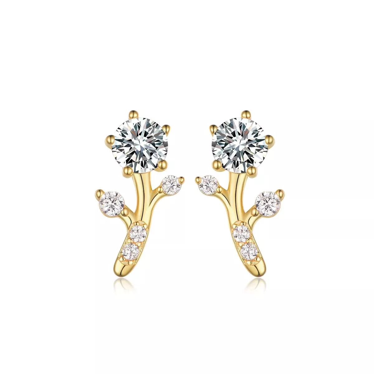 2 Carat Moissanite 925 Sterling Silver Floral Stud Earrings - MAD RUFFI