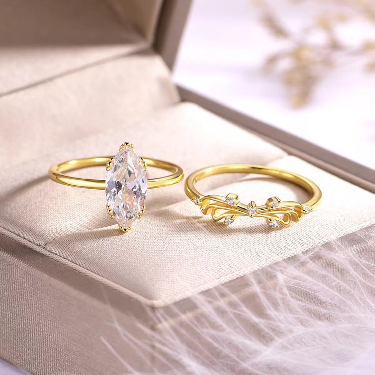 2 Piece 2 Carat Moissanite 925 Sterling Silver Zircon Ring - MAD RUFFI