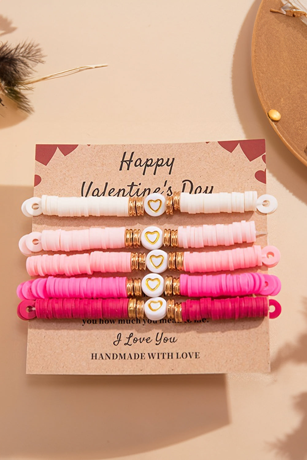 Peach Blossom Love Heart Valentines Bracelet for Her