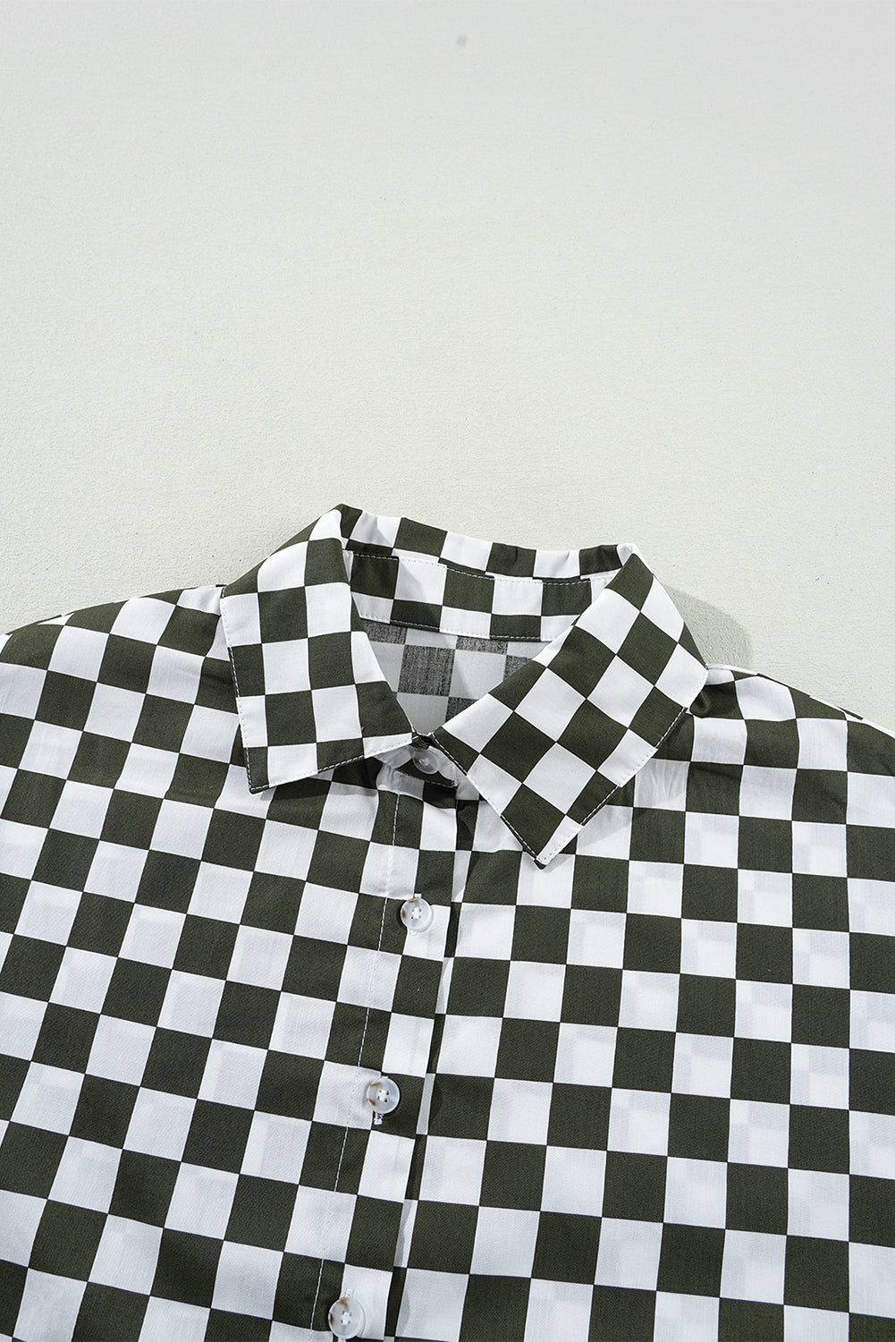 بلوز گشاد شانه قطره چاپی سبز Checkerboard