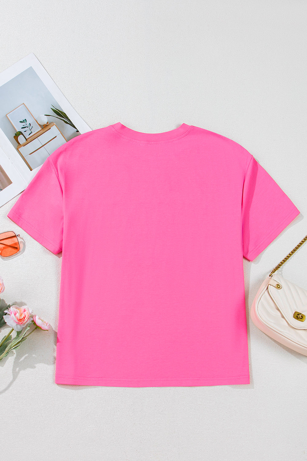 Fuchsia maman lettre imprimer le tee-shirt décontracté