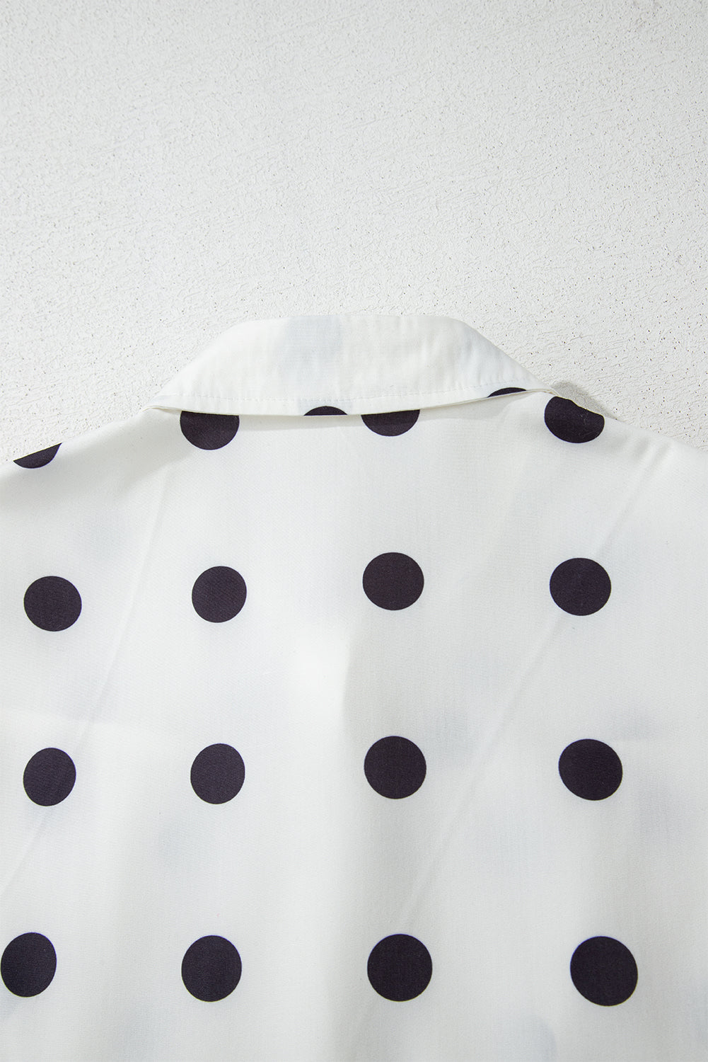 Charming White Polka Dot Tiered Babydoll Dress with Short Sleeves and Button Front