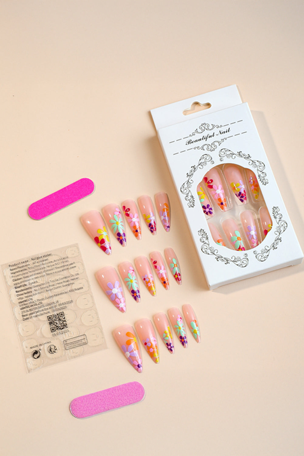 Bonbon Flower Resin Nail Tips for Elegant Manicure Style