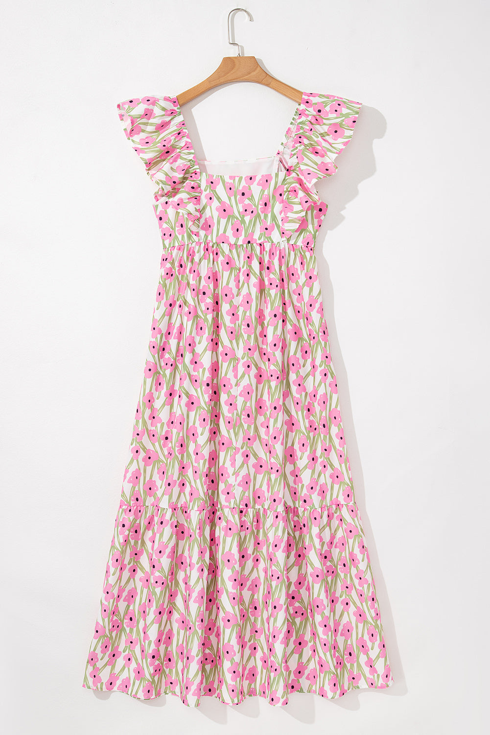 Robe maxi à collier carré à imprimé floral rose robe maxi