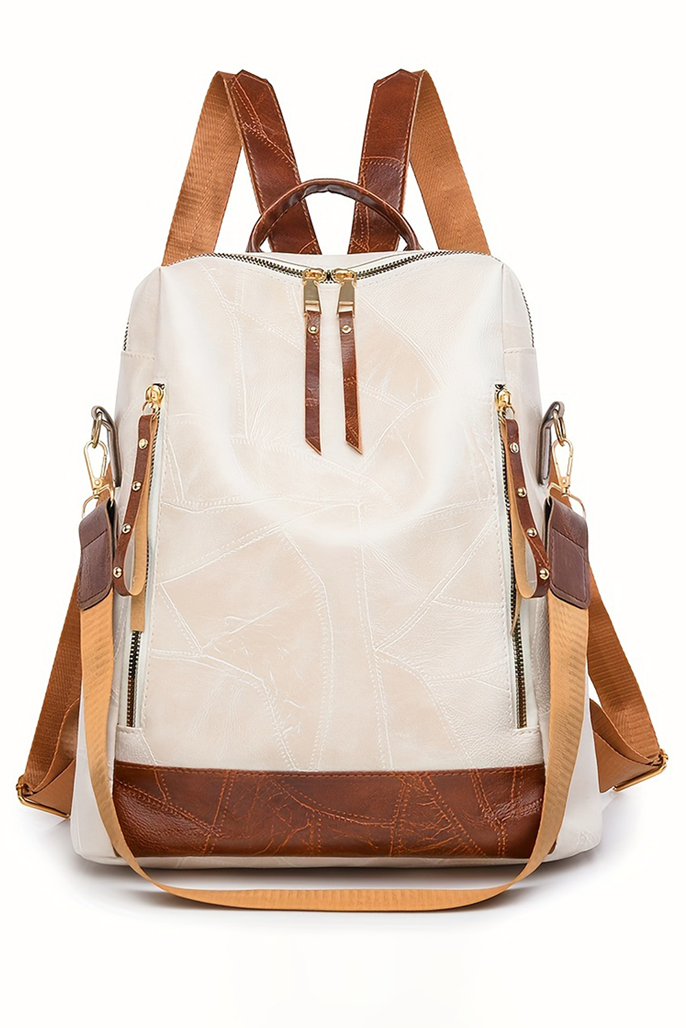 White Waterproof PU Leather Backpack