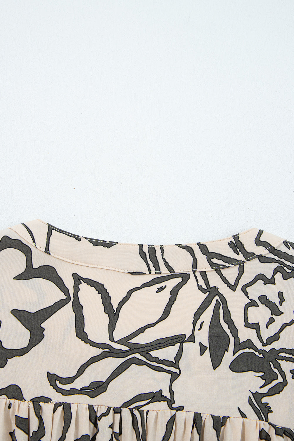 Rose Floral Print Batwing Sleeve Buttoned Loose Fit Shirt