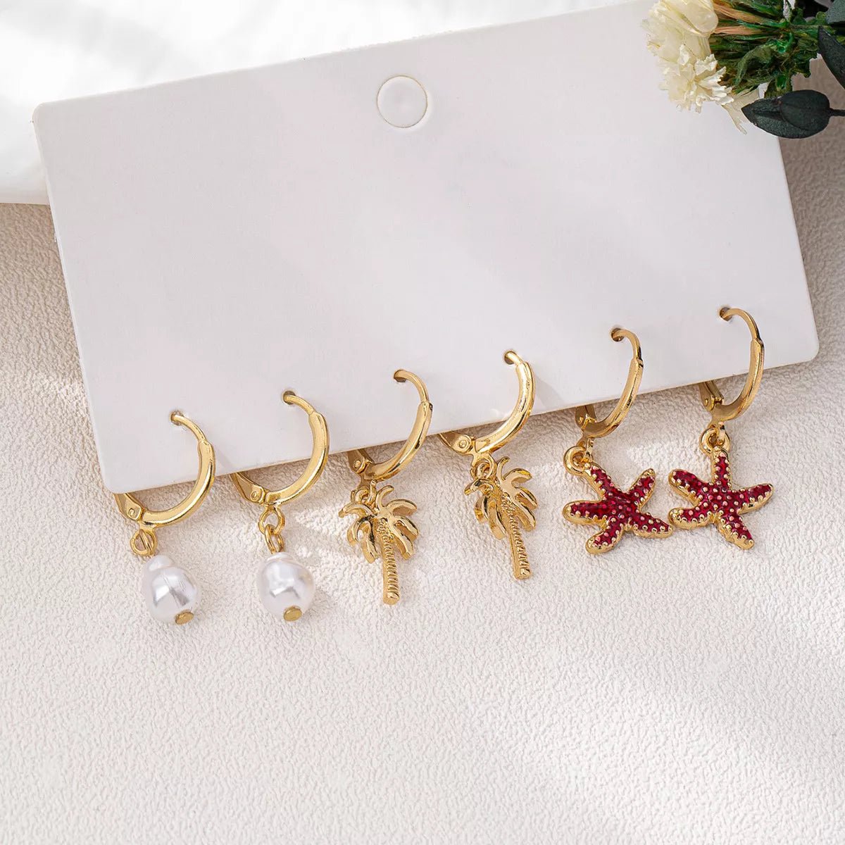 3 - Pair 18K Gold - Plated Alloy Drop Earrings - MAD RUFFI