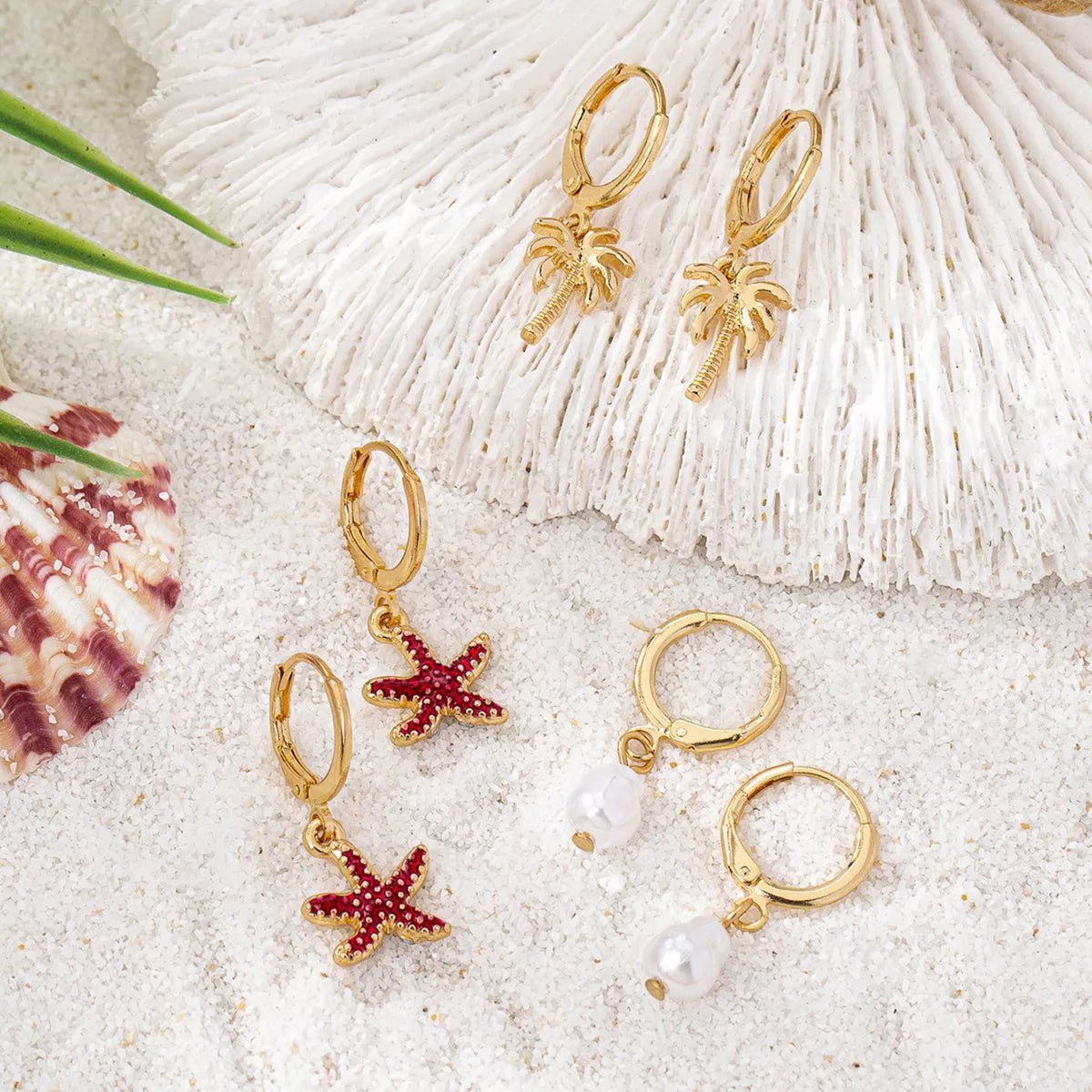 3 - Pair 18K Gold - Plated Alloy Drop Earrings - MAD RUFFI