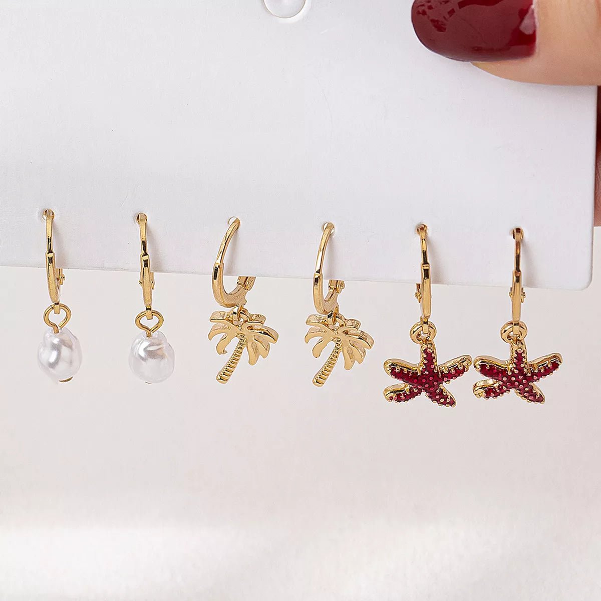 3 - Pair 18K Gold - Plated Alloy Drop Earrings - MAD RUFFI