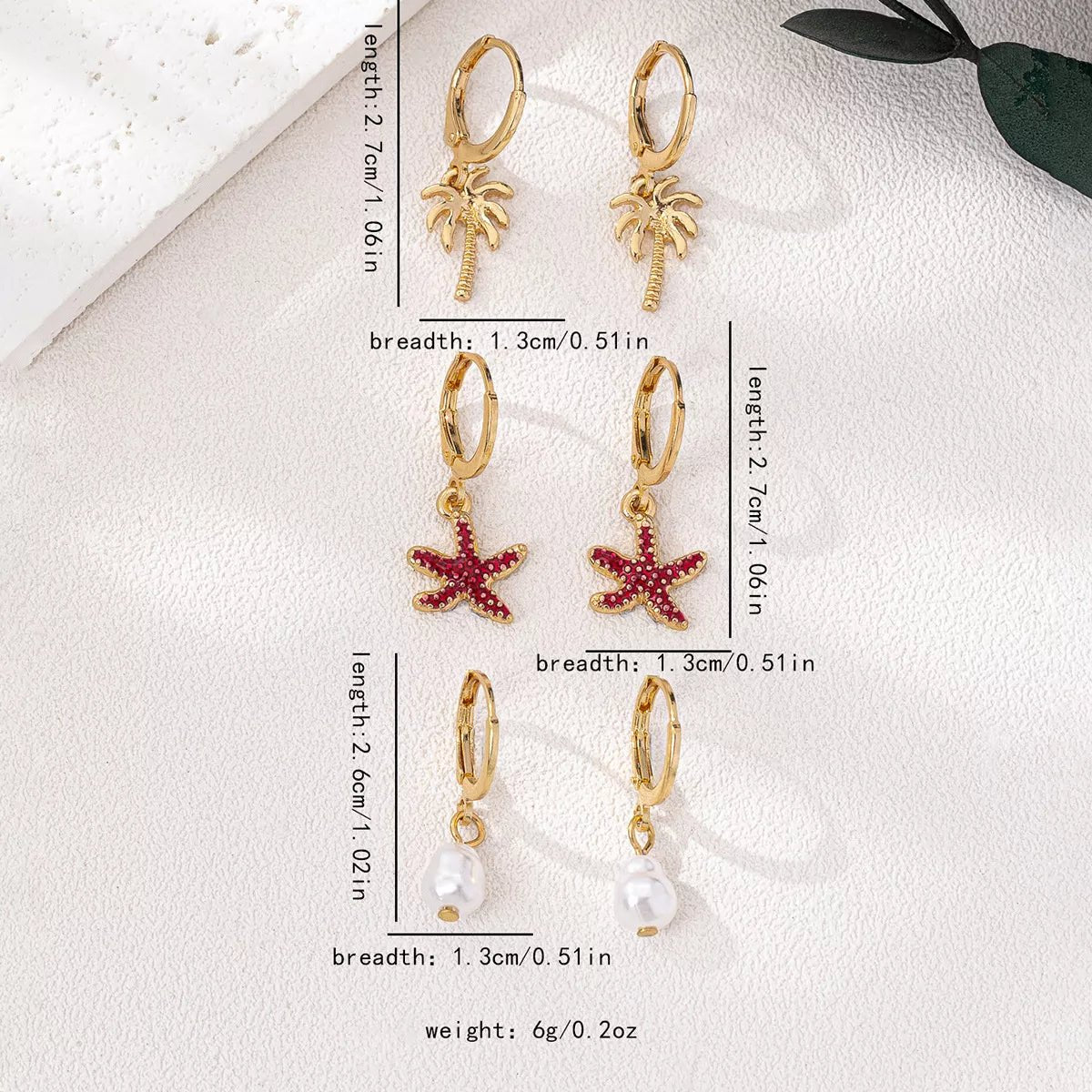 3 - Pair 18K Gold - Plated Alloy Drop Earrings - MAD RUFFI