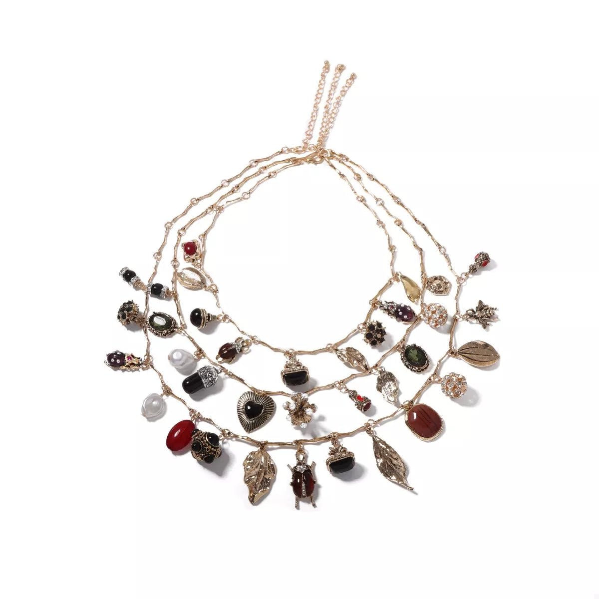 3 - Piece 18K Gold - Plated Resin Gemstone Necklace - MAD RUFFI