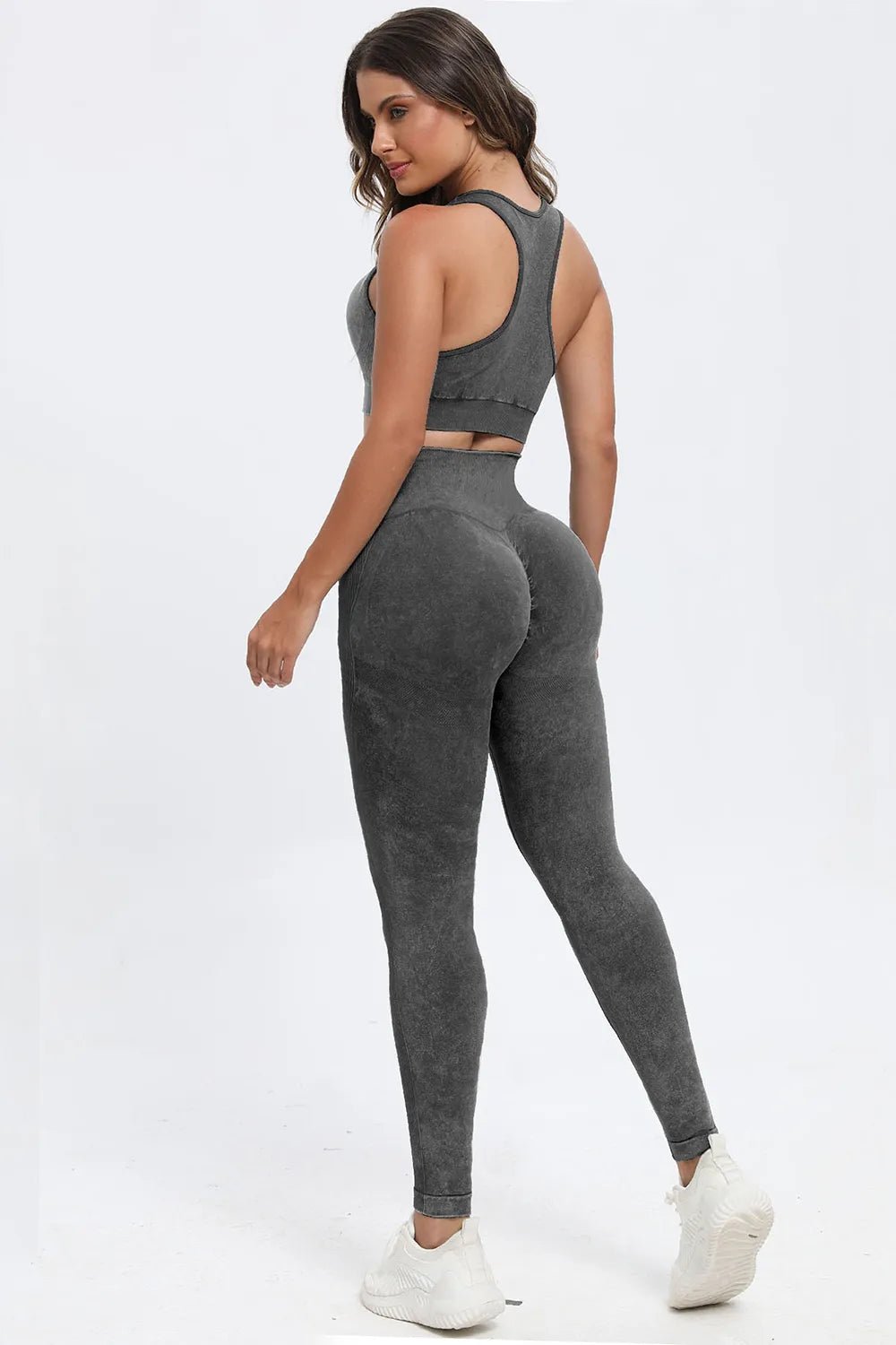 3 Piece Washed Square Neck Wide Strap Active Set - MAD RUFFI