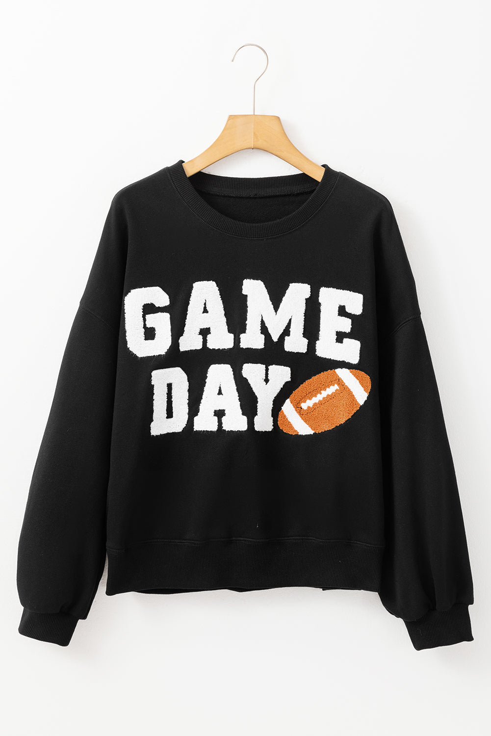 Schwarzes College-Sweatshirt mit GAME DAY-Grafik