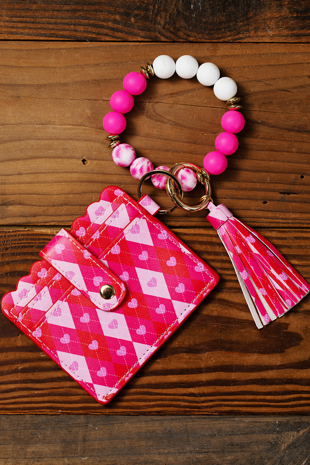 Rose Red Valentine PU Card Bag Cadena con brazalete