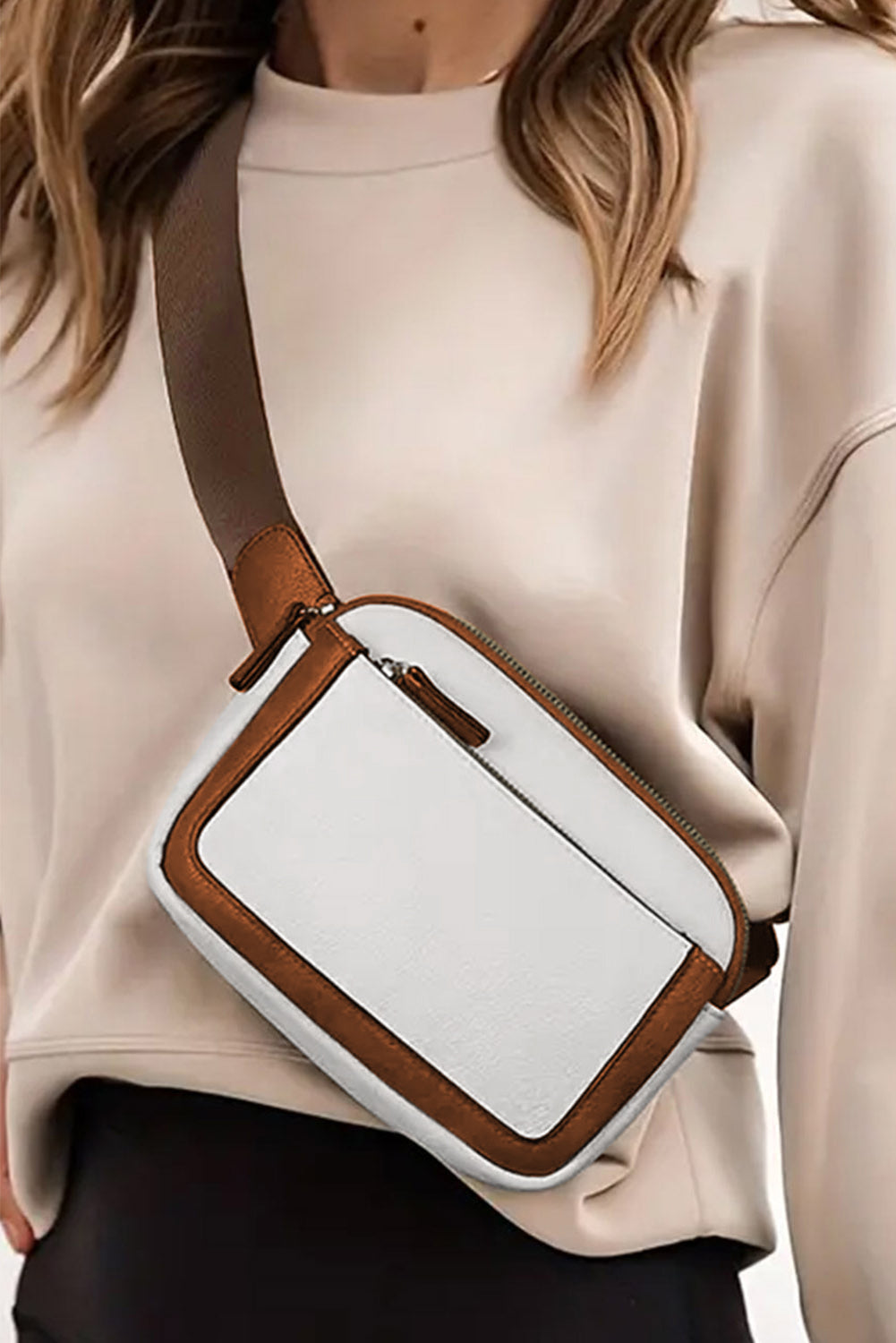 Bolso de cuerpo de cuero mini de correa de ajuste de ajustable blanco