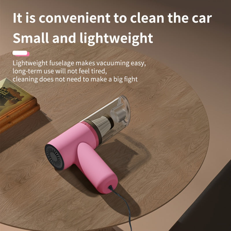 Powerful 12V Handheld Car Vacuum - Compact, Wired Design for Easy Dust & Pet Hair Removal, Includes Accessories Kit