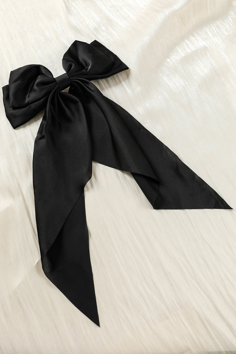 Black Elegant Oversized Ribbon Bowknot Satin Hair Clip