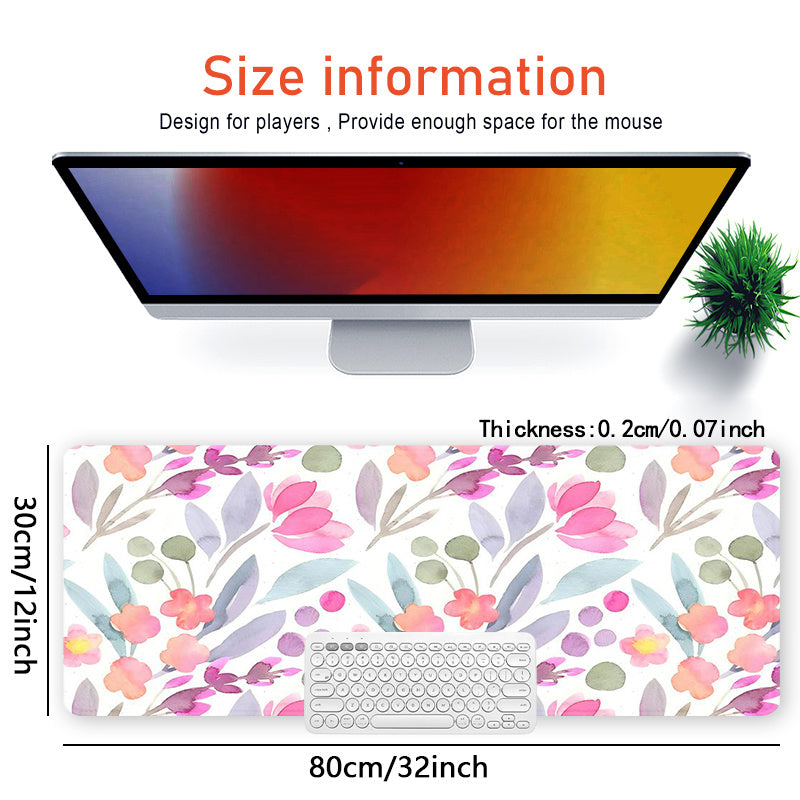 Flower Mouse Pad Beautiful Plants, Design Desk Mat, Durable Non-slip Rubber Base Extra-Large 88.9x40.64 cm Mouse Pad with Stitched Edges, Keyboard Pad Mouse Mat for Computer, Work, Gaming