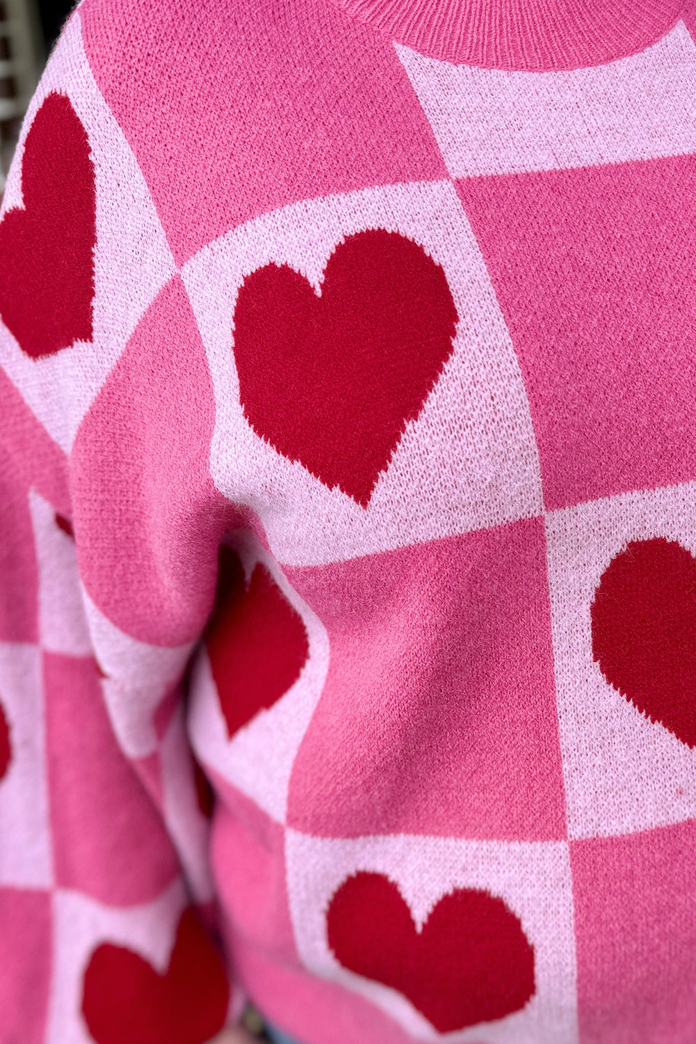 Pink Love Heart Checkered Gredered Greater