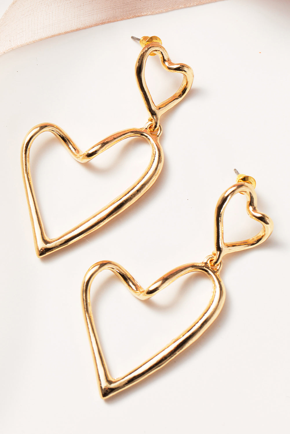 Gold Irregular Heart Shapes Alloy Stud Earrings for Women