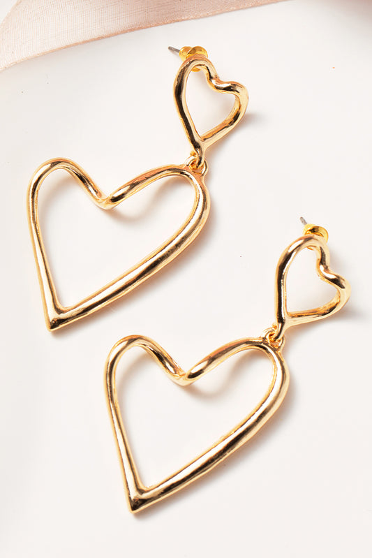 Gold Irregular Heart Shapes Alloy Stud Earrings for Women