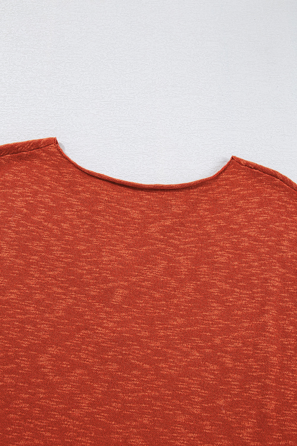 Orange Solid Color Split V Neck Knit Top