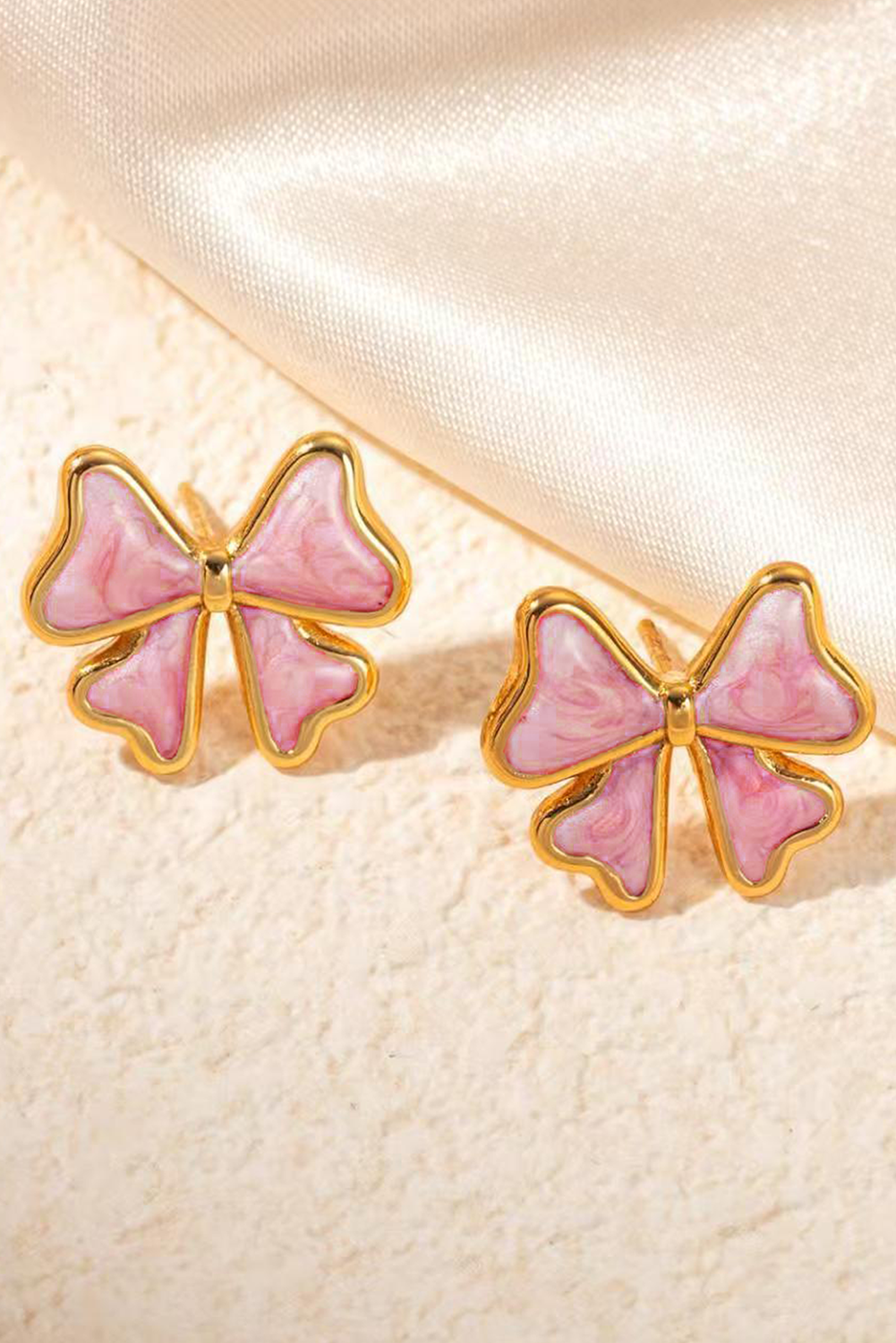 Light Pink Cute Bowknot Stud Earrings for Fashionable Style