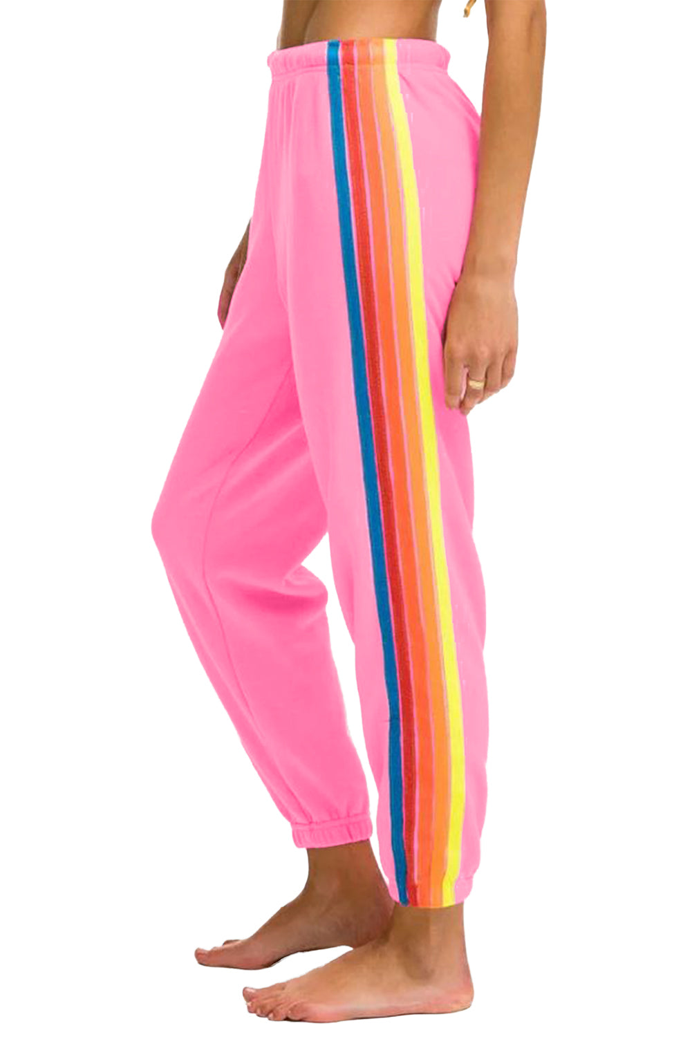 Dark Grey Rainbow Striped Jogger Sweatpants