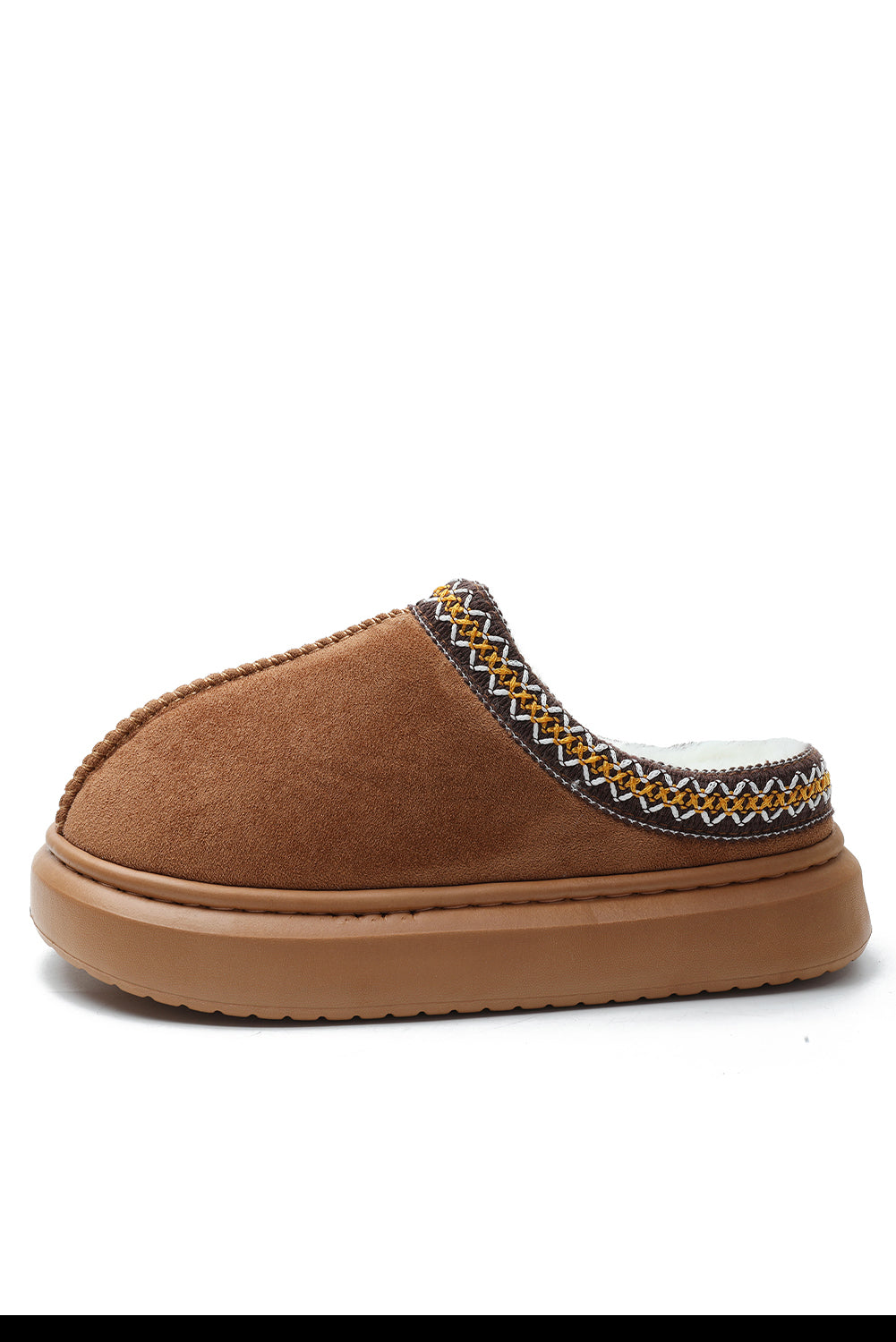 Chestnut Contrast Edge Leede Plush forrada de zapatillas de invierno gruesas